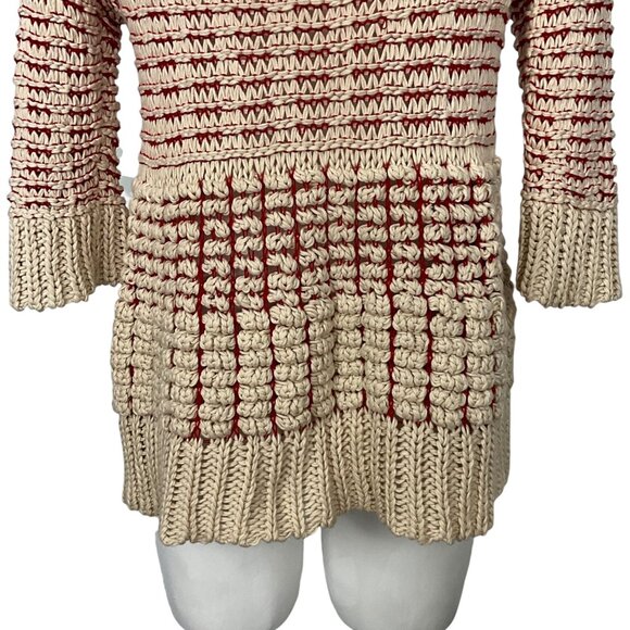 Anthropologie Fiets Voor 2 Hidden Glow Sweater M Red Cream - Picture 11 of 13